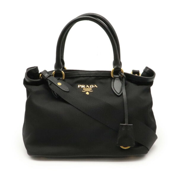 21940618 Prada Handbag Shoulder Bag 2WAY Nylon Leather Nero Black