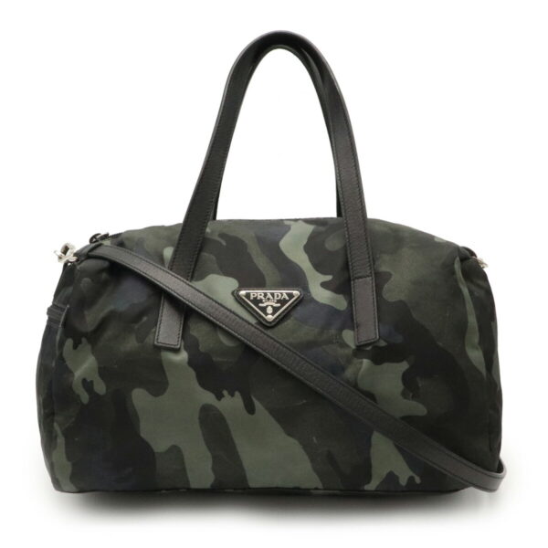 21940720 Prada Tessuto Camouflage Shoulder Bag 2WAY Nylon Leather Fumo