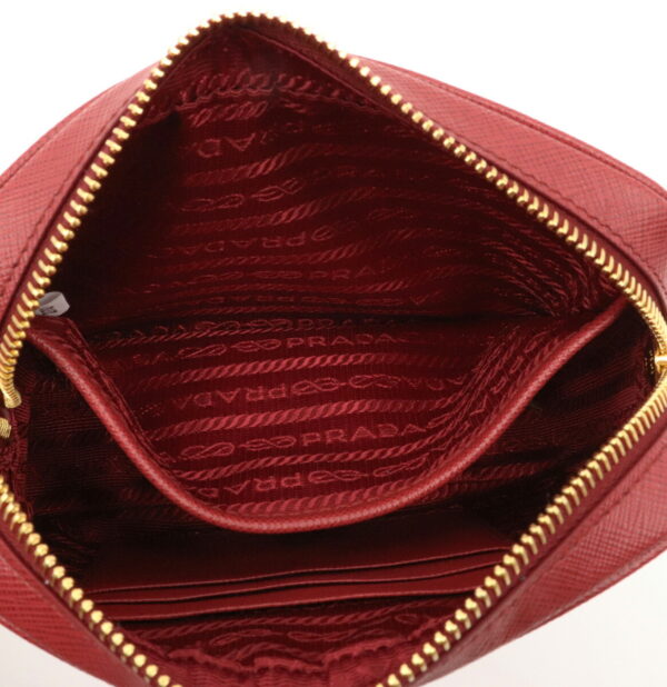 21940851 6 Prada Embossed Leather Shoulder Bag 2WAY Pouch Fuoco Red