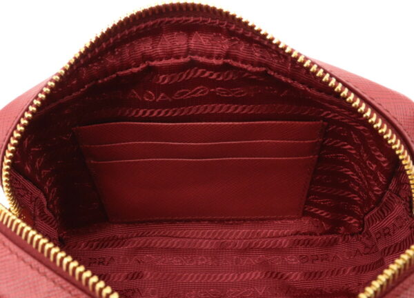 21940851 7 Prada Embossed Leather Shoulder Bag 2WAY Pouch Fuoco Red