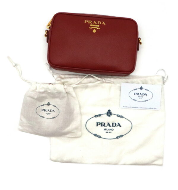 21940851 8 Prada Embossed Leather Shoulder Bag 2WAY Pouch Fuoco Red