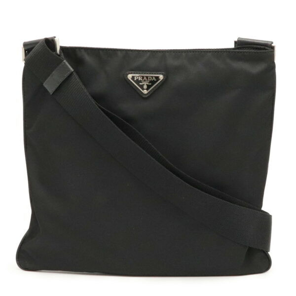 21970548 Prada Diagonal Shoulder Bag Nylon Leather Nero Black