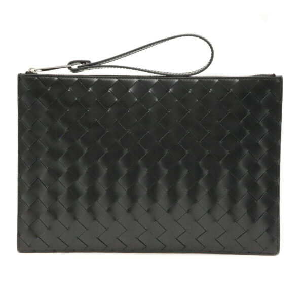 21990782 Bottega Veneta Intrecciato Thick Clutch Bag Leather Black