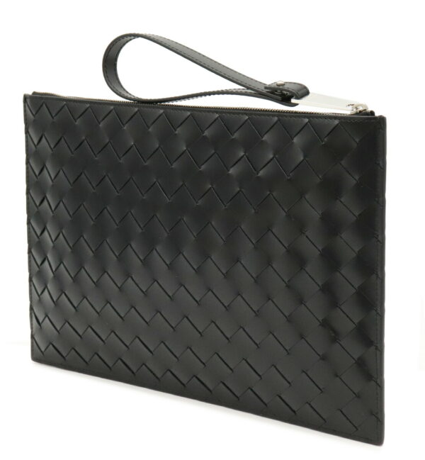 21990782 1 Bottega Veneta Intrecciato Thick Clutch Bag Leather Black