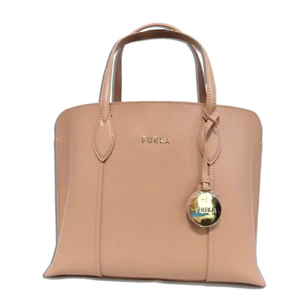 21fr056btq 001 Furla Vittoria M Leather Pink Beige Vittoria M Tote Bag