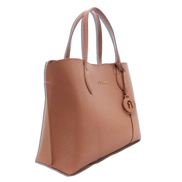 21fr056btq 002 Furla Vittoria M Leather Pink Beige Vittoria M Tote Bag