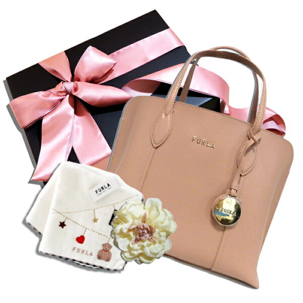 21fr060btq 001 Furla Vittoria M Leather Pink Beige Vittoria M Tote Bag