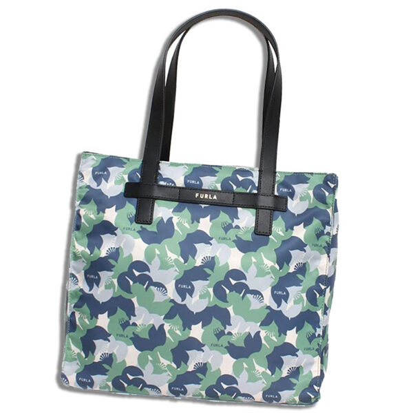 21fr066btq 001 Furla Digit Nylon Blue Flower Camo Eco Bag