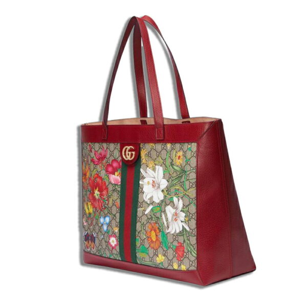 21gu039btq 002 Gucci Ophidia GG Flora Big Tote Bag Red