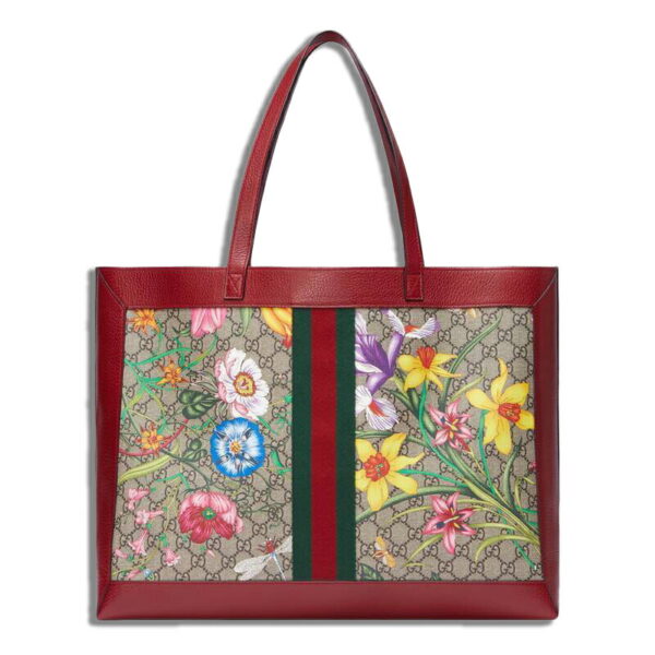 21gu039btq 003 Gucci Ophidia GG Flora Big Tote Bag Red