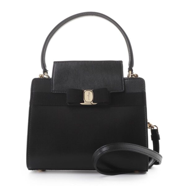 21i28202 Ferragamo Leather Handbag Black