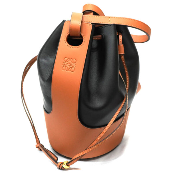 22 1500 1 Loewe Balloon Leather Shoulder Bag Black Brown