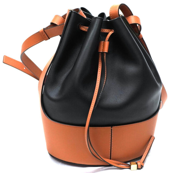 22 1500 4 Loewe Balloon Leather Shoulder Bag Black Brown