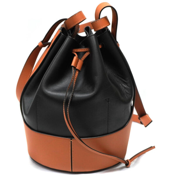 22 1500 5 Loewe Balloon Leather Shoulder Bag Black Brown