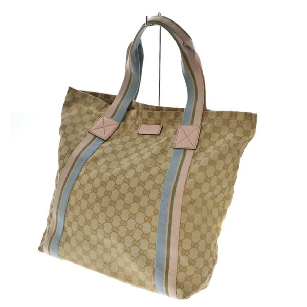 22 2222 1 Gucci Tote Bag GG Canvas Beige Pink Blue