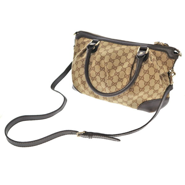 22 2252 2 Gucci 2WAY Bag GG Canvas Leather Beige Brown