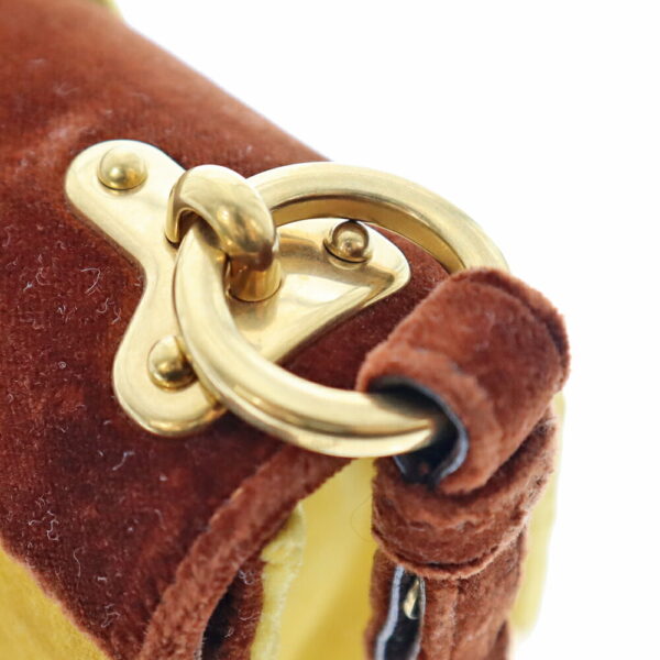 22 3248 11 Prada Chain Shoulder Bag Velor Yellow Brown