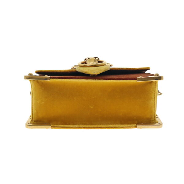 22 3248 5 Prada Chain Shoulder Bag Velor Yellow Brown