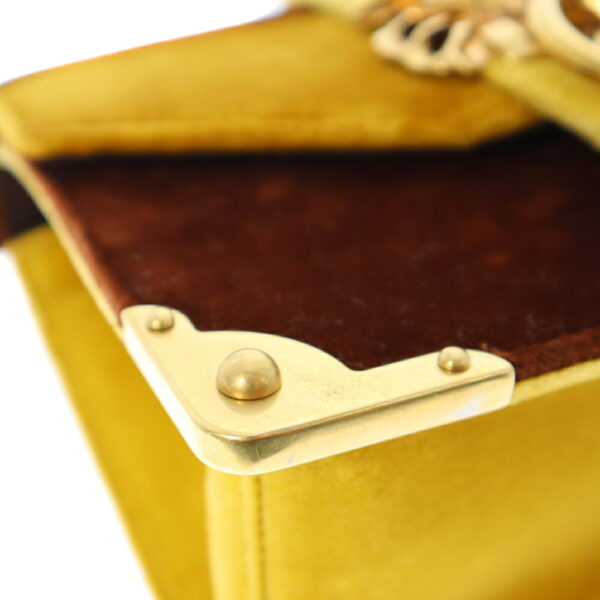 22 3248 7 Prada Chain Shoulder Bag Velor Yellow Brown