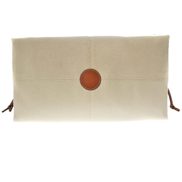 22 3263 4 Loewe Cushion Tote Leather Canvas Shoulder Bag Brown Ivory