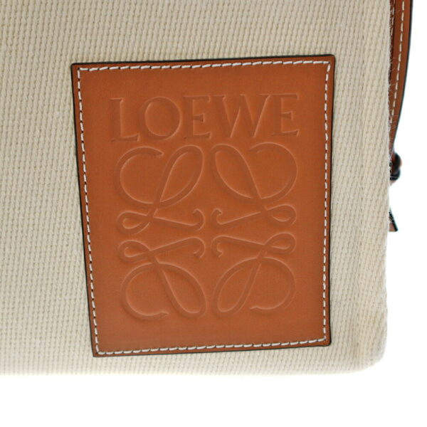 22 3263 7 Loewe Cushion Tote Leather Canvas Shoulder Bag Brown Ivory