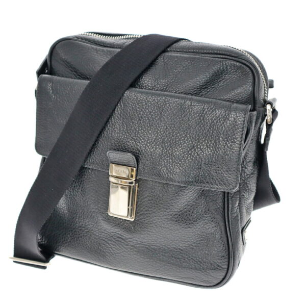 22 3905 Prada Shoulder Bag Leather Black Crossbody