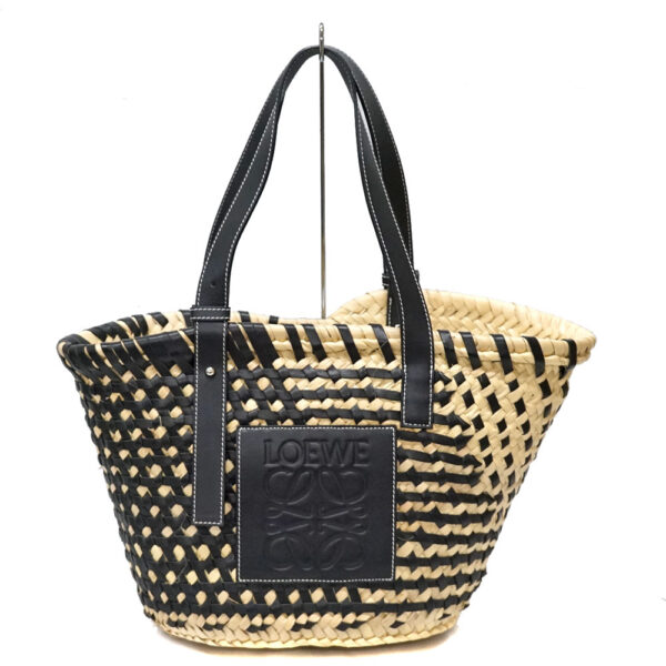 22 4157 Loewe Straw Tote Bag Black