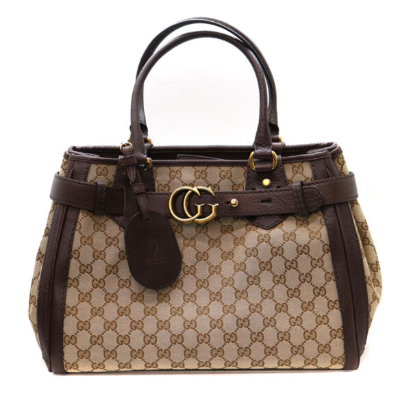 22 4516 1 Gucci Handbag Canvas Leather Brown