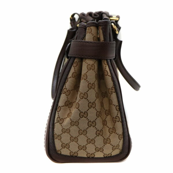 22 4516 3 Gucci Handbag Canvas Leather Brown