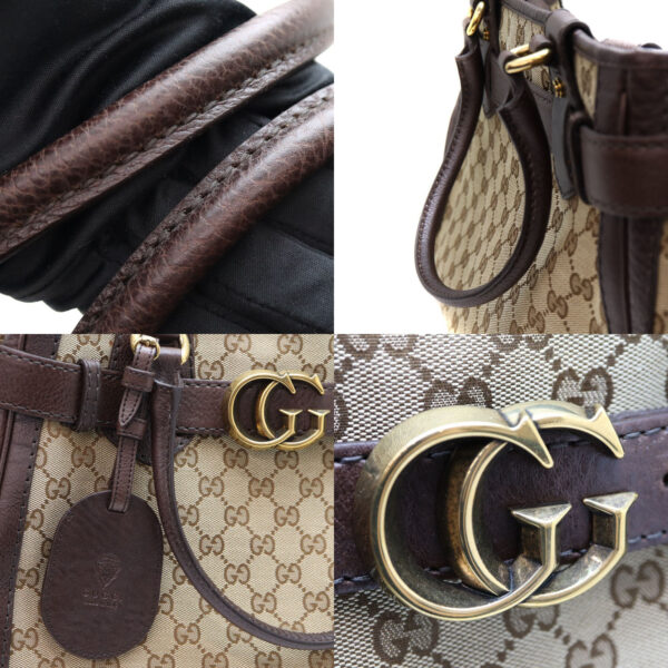 22 4516 7 Gucci Handbag Canvas Leather Brown