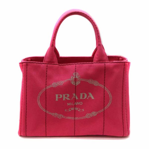 22 4636 1 Prada Kanapa Tote 2WAY Bag Canvas Pink Handbag Shoulder