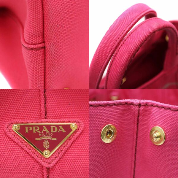 22 4636 7 Prada Kanapa Tote 2WAY Bag Canvas Pink Handbag Shoulder