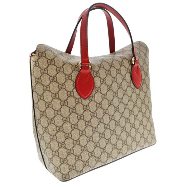 22 4707 2 Gucci 2WAY Bag GG Supreme Canvas Leather Beige Red Pink