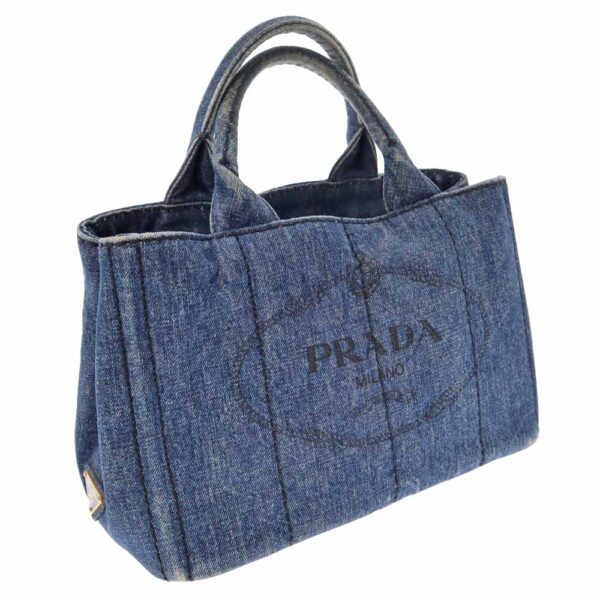 22 4945 1 Prada Canapa Denim Tote Bag Blue