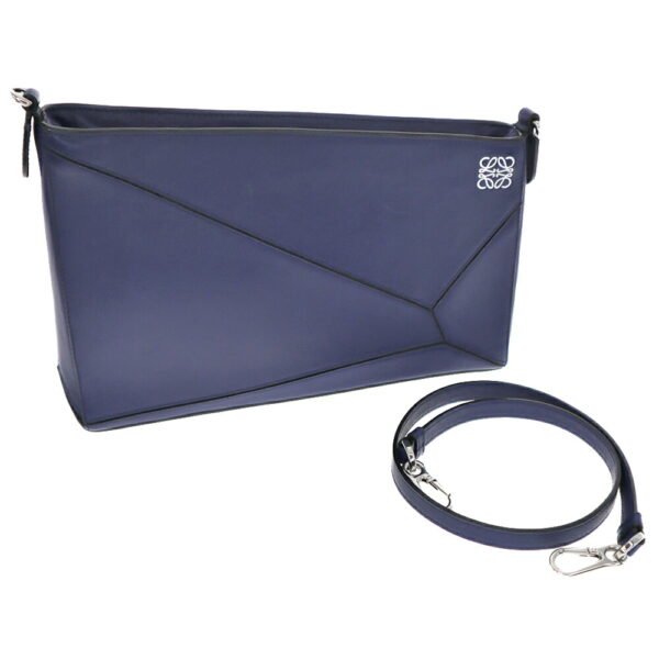 22 6150 15 Loewe Puzzle Pouch Shoulder Mini Bag Leather Blue