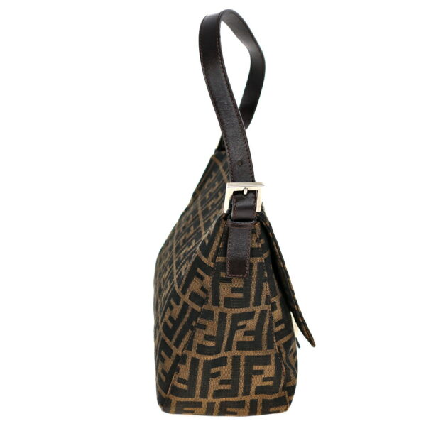 22 6653 4 Fendi Mamma Bucket Zucca Pattern Canvas Leather Brown