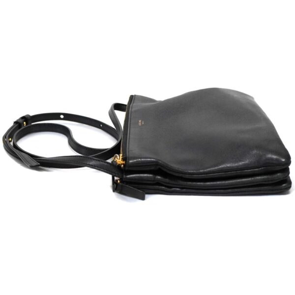 22 6770 6 Celine Trio Large Leather Shoulder Bag Black