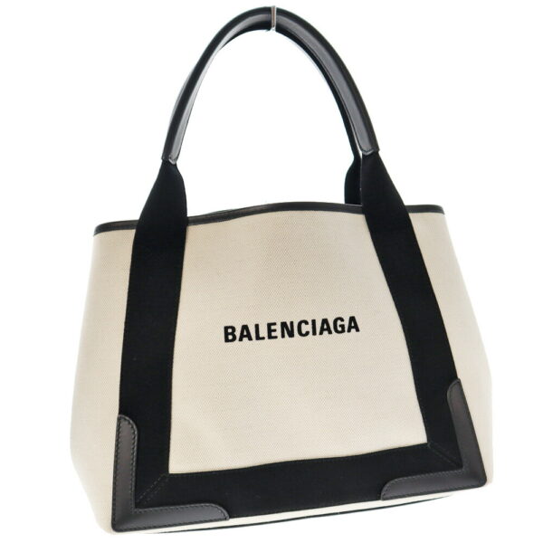 22 7236 1 Balenciaga Blue Cabas Small Tote Bag Canvas White Black