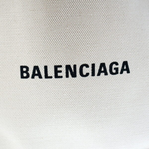 22 7236 7 Balenciaga Blue Cabas Small Tote Bag Canvas White Black