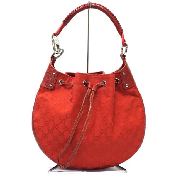 22 7870 1 Gucci Shoulder Bag GG Canvas Leather Red