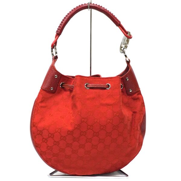 22 7870 2 Gucci Shoulder Bag GG Canvas Leather Red