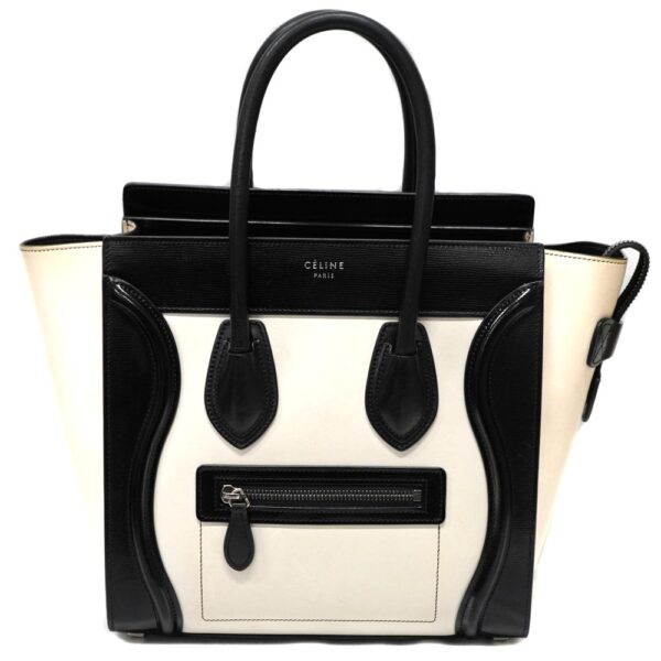 22 8818 1 Celine Luggage Micro Shopper Handbag Black White