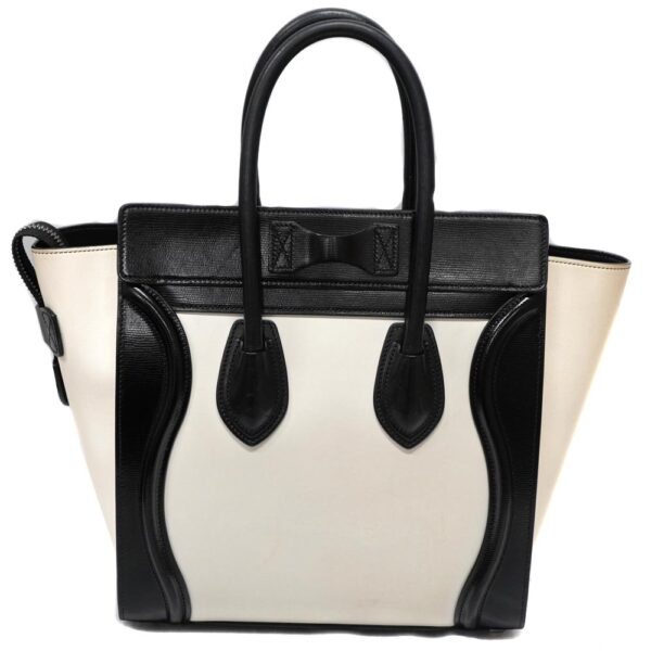 22 8818 2 Celine Luggage Micro Shopper Handbag Black White