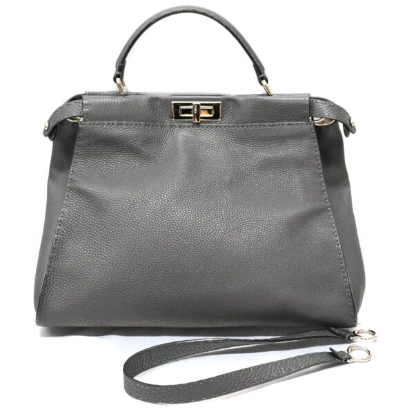 22 9138 1 Fendi Peekaboo Large 2WAY Handbag Leather Gray