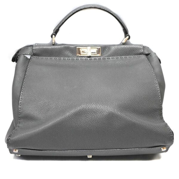 22 9138 2 Fendi Peekaboo Large 2WAY Handbag Leather Gray