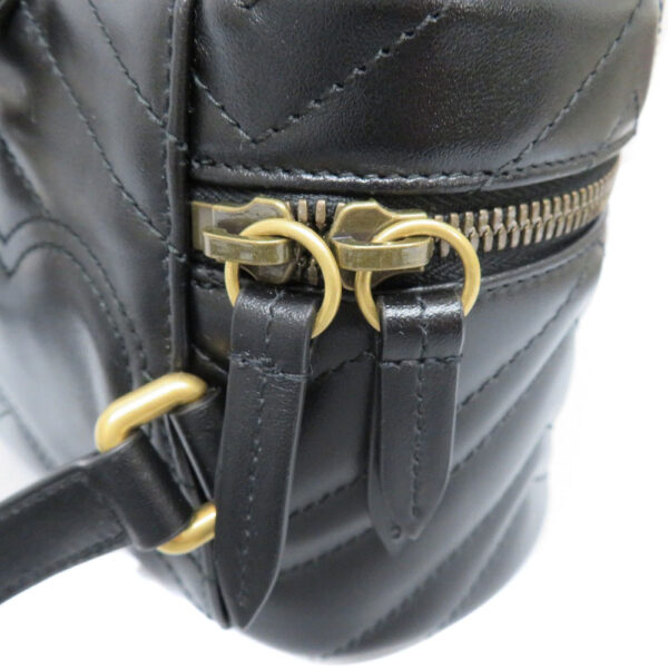 22001189 Gucci GG Marmont Chain Backpack Leather Black