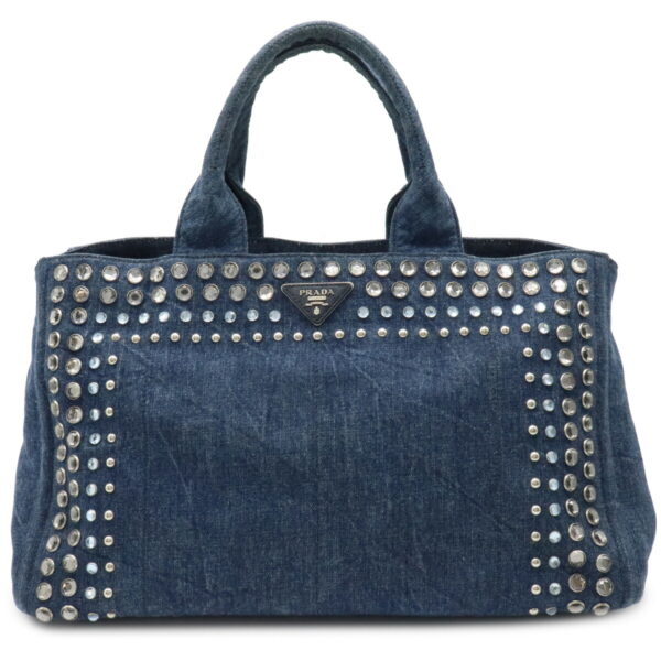 22010187 Prada Canapa Tote Bag Denim Avio Blue