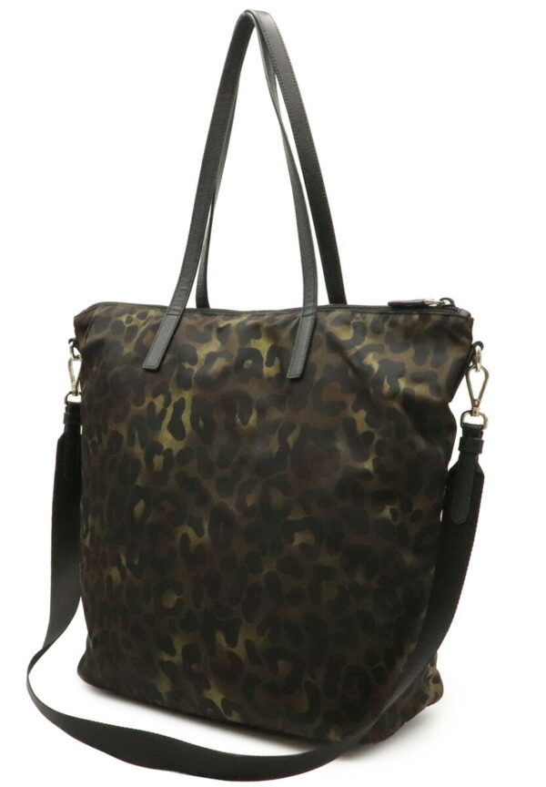 22010256 1 Prada Leopard Print Shoulder Bag Nylon Leather Green