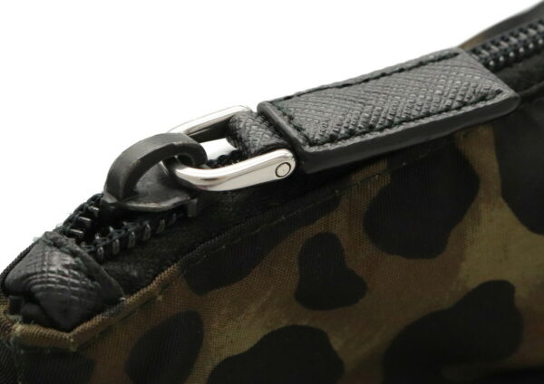 22010256 3 Prada Leopard Print Shoulder Bag Nylon Leather Green