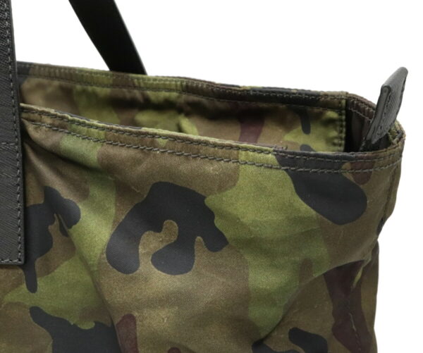 22010523 6 Prada Camouflage Tote Bag Nylon Leather Green